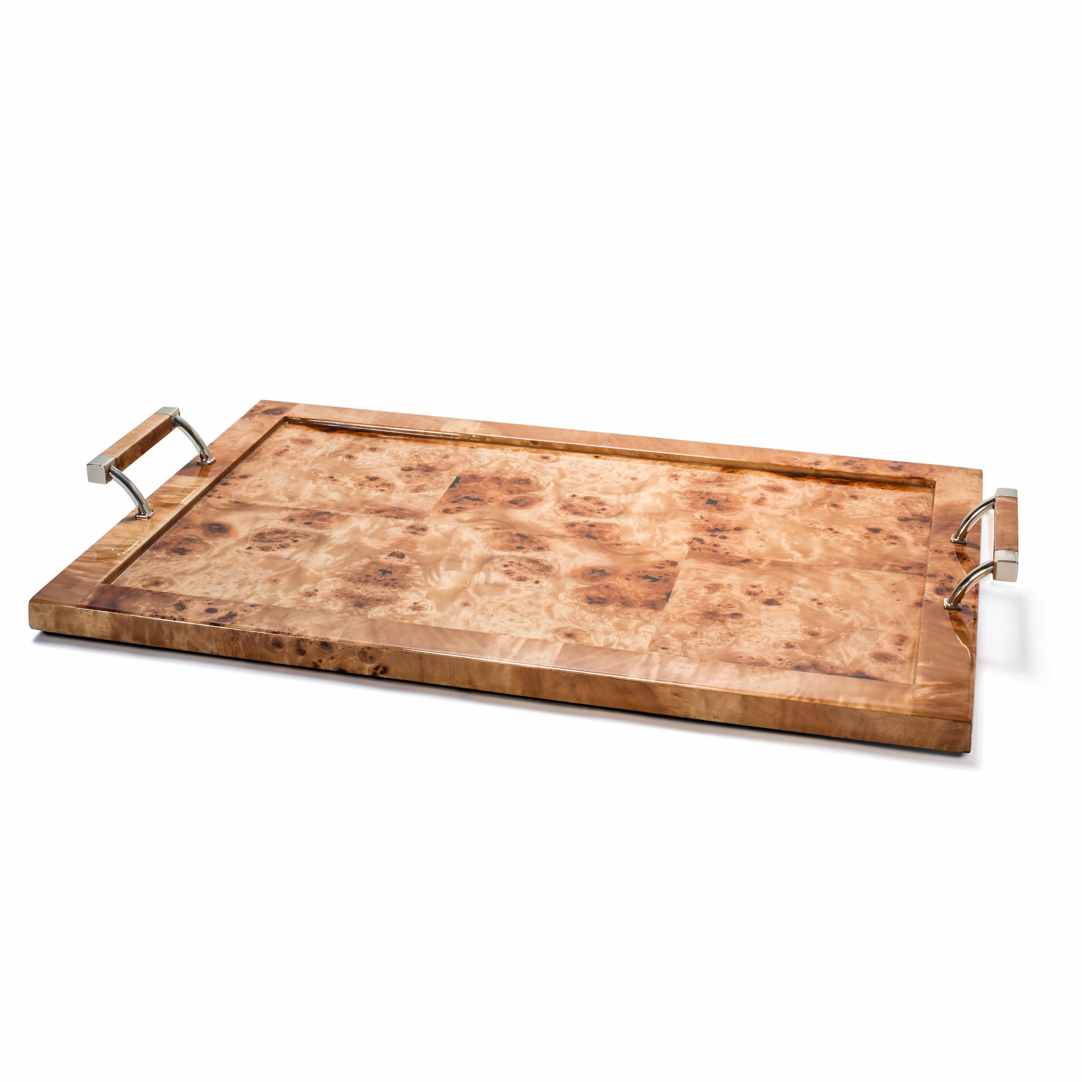 Ladorada Burl Veneer Serving Tray Decorative Trays cheap sale