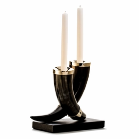 Ladorada Dark Horn Leather Candle Holder Candle Holders discount collection