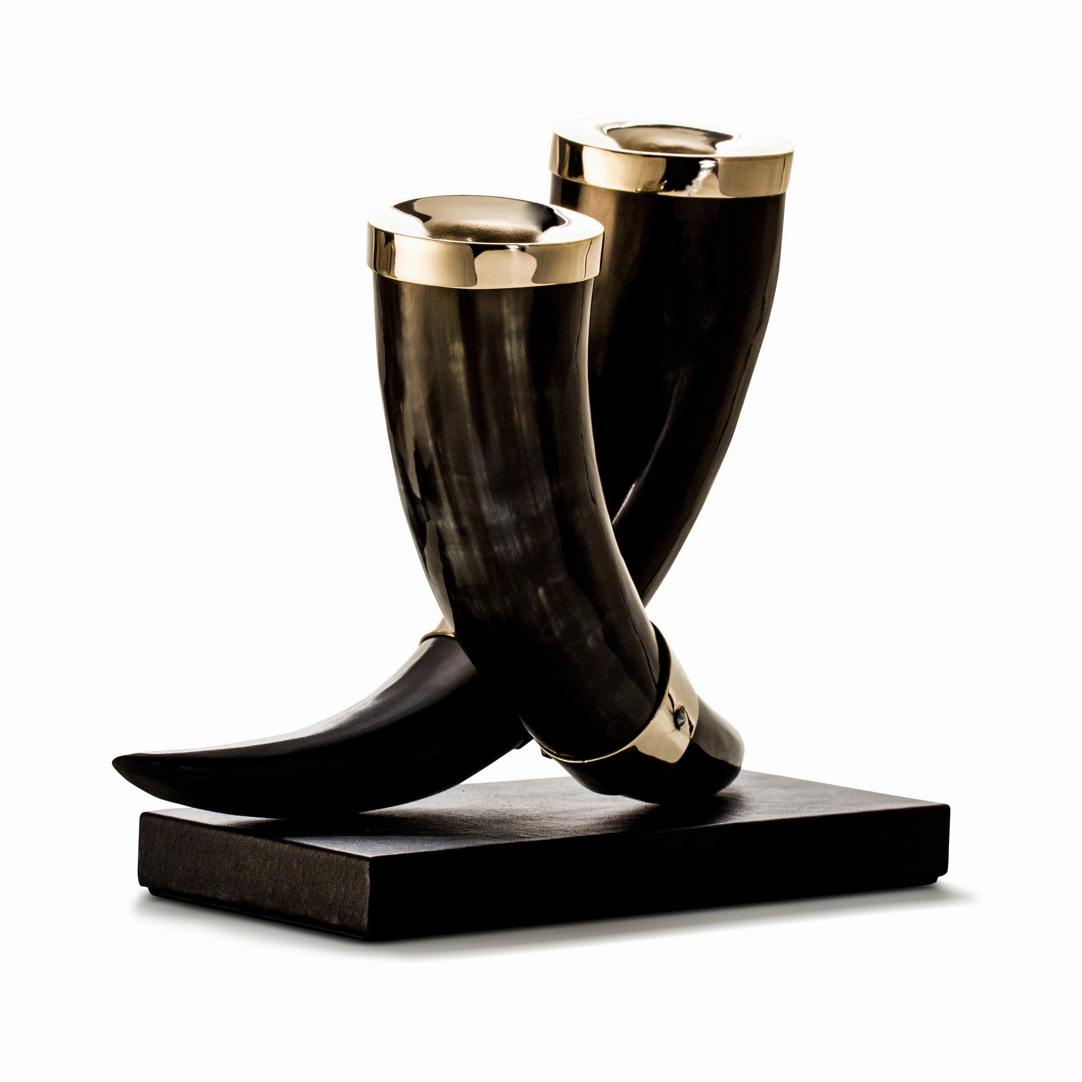 Ladorada Dark Horn Leather Candle Holder