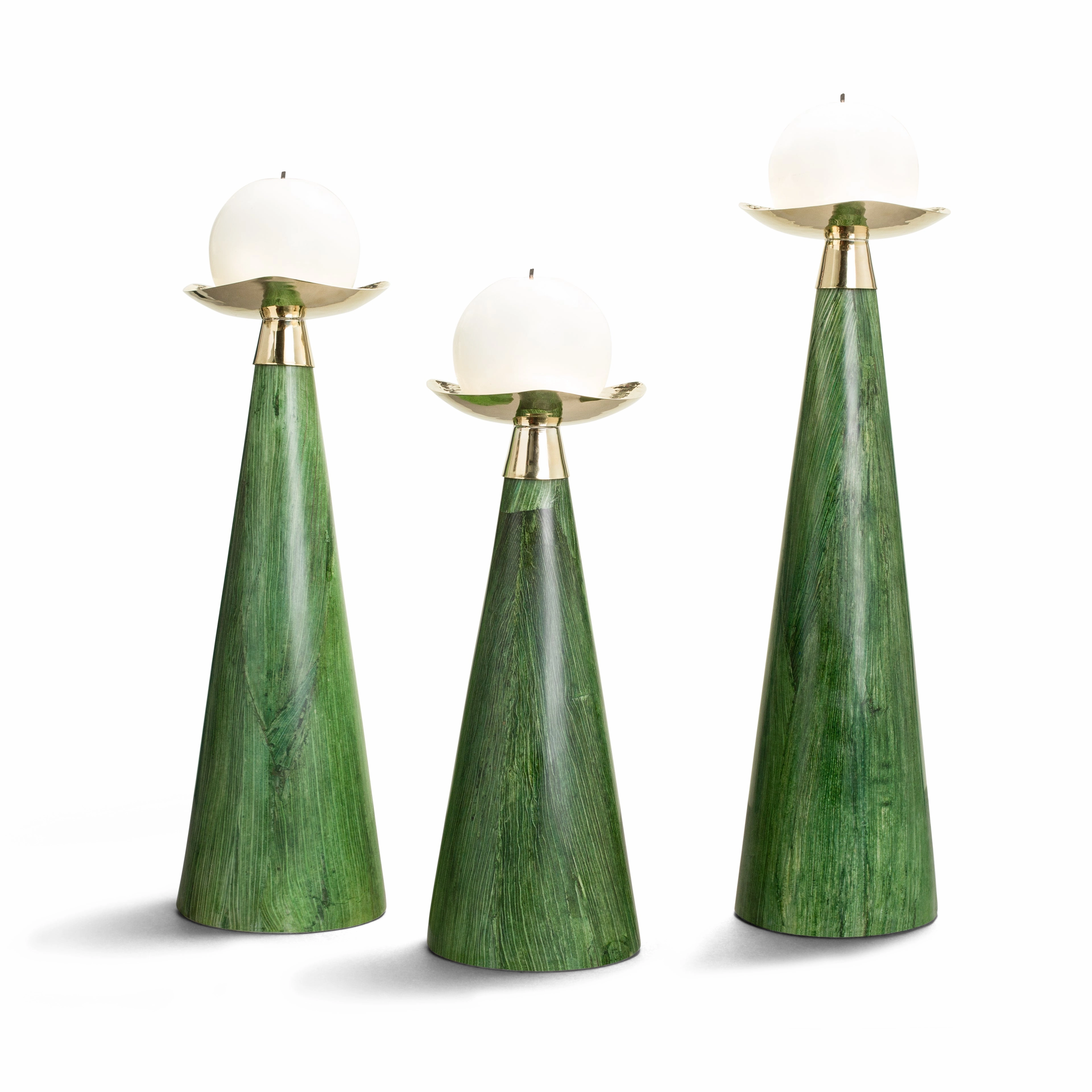 Ladorada Emerald Maize Candleholder Trio Set