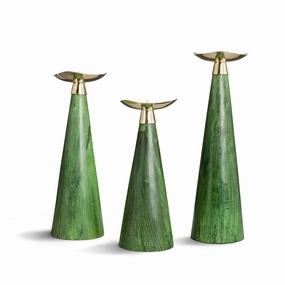 Ladorada Emerald Maize Candleholder Trio Set Candle Holders discount collection