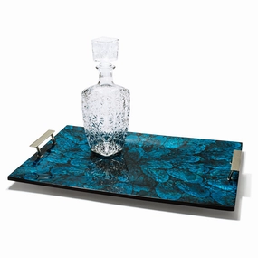 Ladorada Mother of Pearl Blue Serving Tray Decorative Trays cheap sale