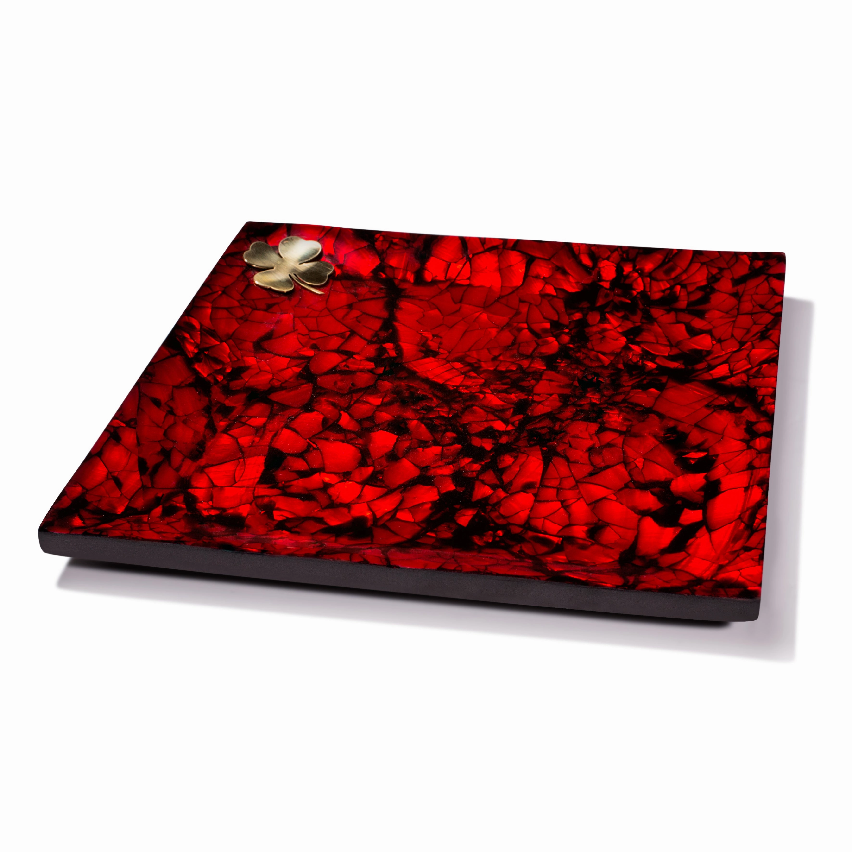 Ladorada Mother of Pearl Small Platter Tray (Red) Decorative Trays cheap sale