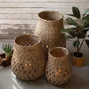 Lanterns With Glass Set/3 Candle Holders discount collection