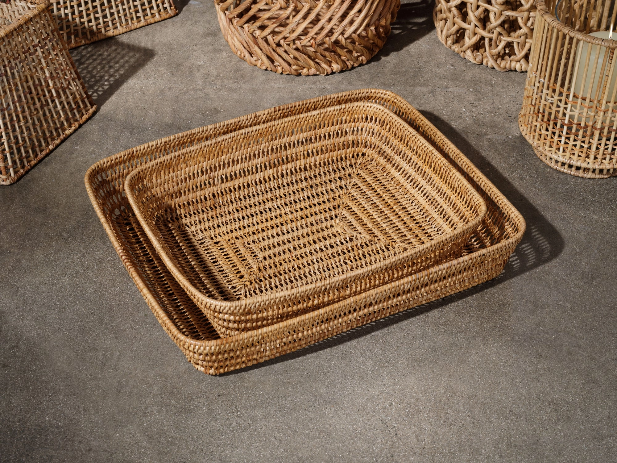 Laredo Rattan Rectangle Nested Basket Set/2