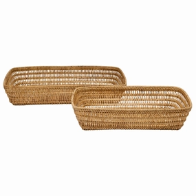 Laredo Rattan Rectangle Nested Basket Set/2 Decorative Baskets clearance deals