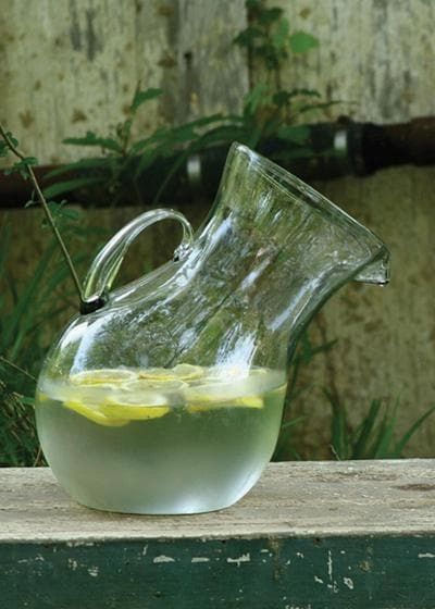 Large Glass Tilted Pitcher