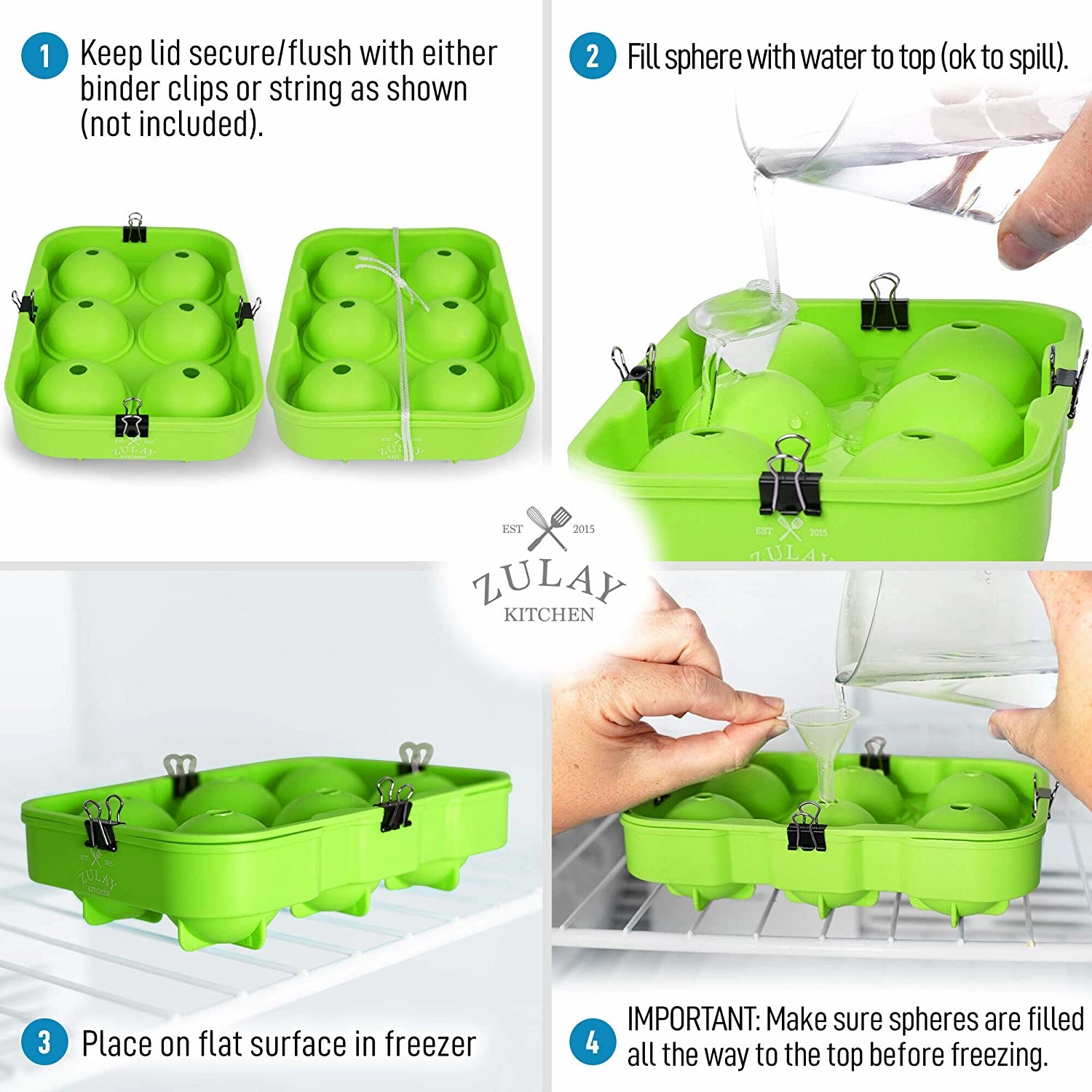 Large Square Ice Cube Molds and Sphere Ice Ball Maker with Lid (Set of 2)