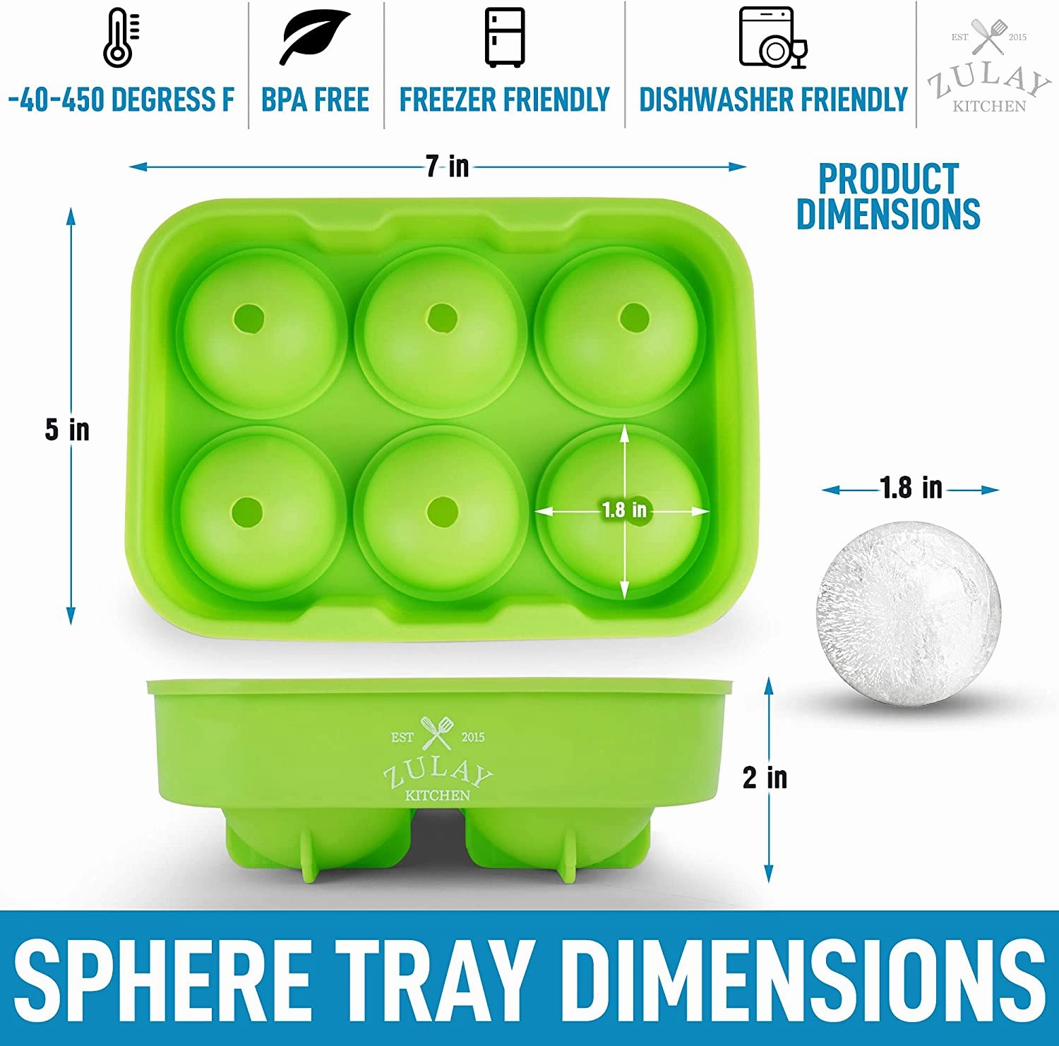 Large Square Ice Cube Molds and Sphere Ice Ball Maker with Lid (Set of 2)