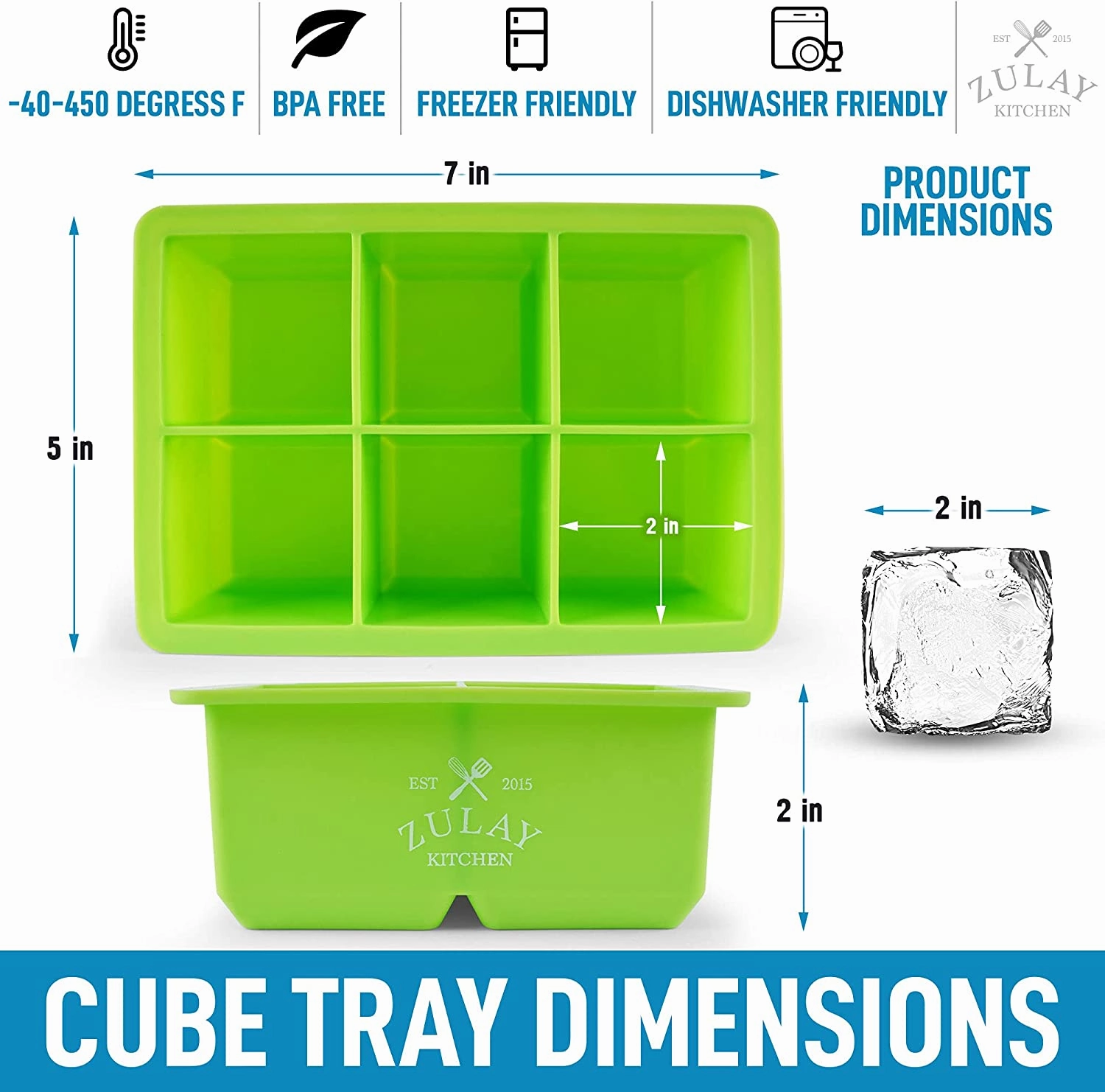 Large Square Ice Cube Molds and Sphere Ice Ball Maker with Lid (Set of 2)