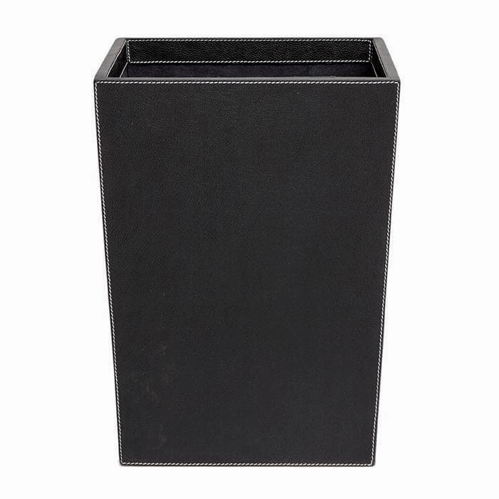 Larne Black Full-Grain Leather Rectangle Wastebasket Home Decor Office Organization Convenient shopping