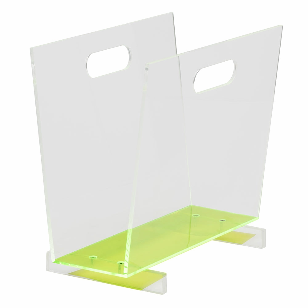Laurel Acrylic Magazine Holder (Clear/Chartreuse)