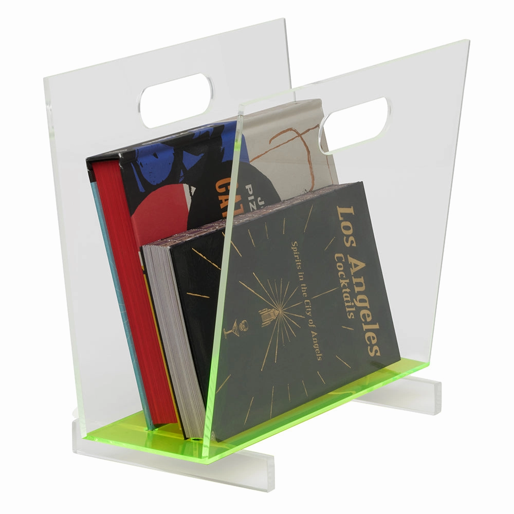 Laurel Acrylic Magazine Holder (Clear/Chartreuse)