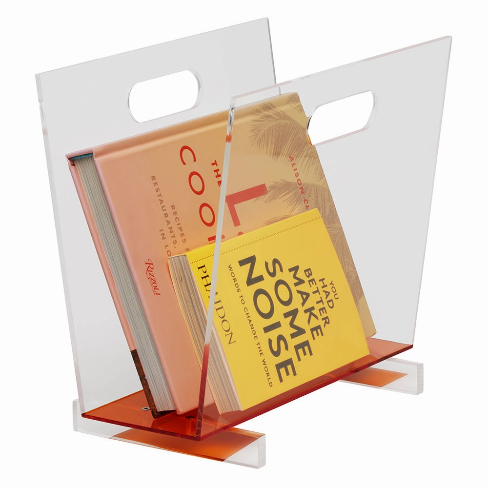 Laurel Acrylic Magazine Holder (Clear/Tangerine)