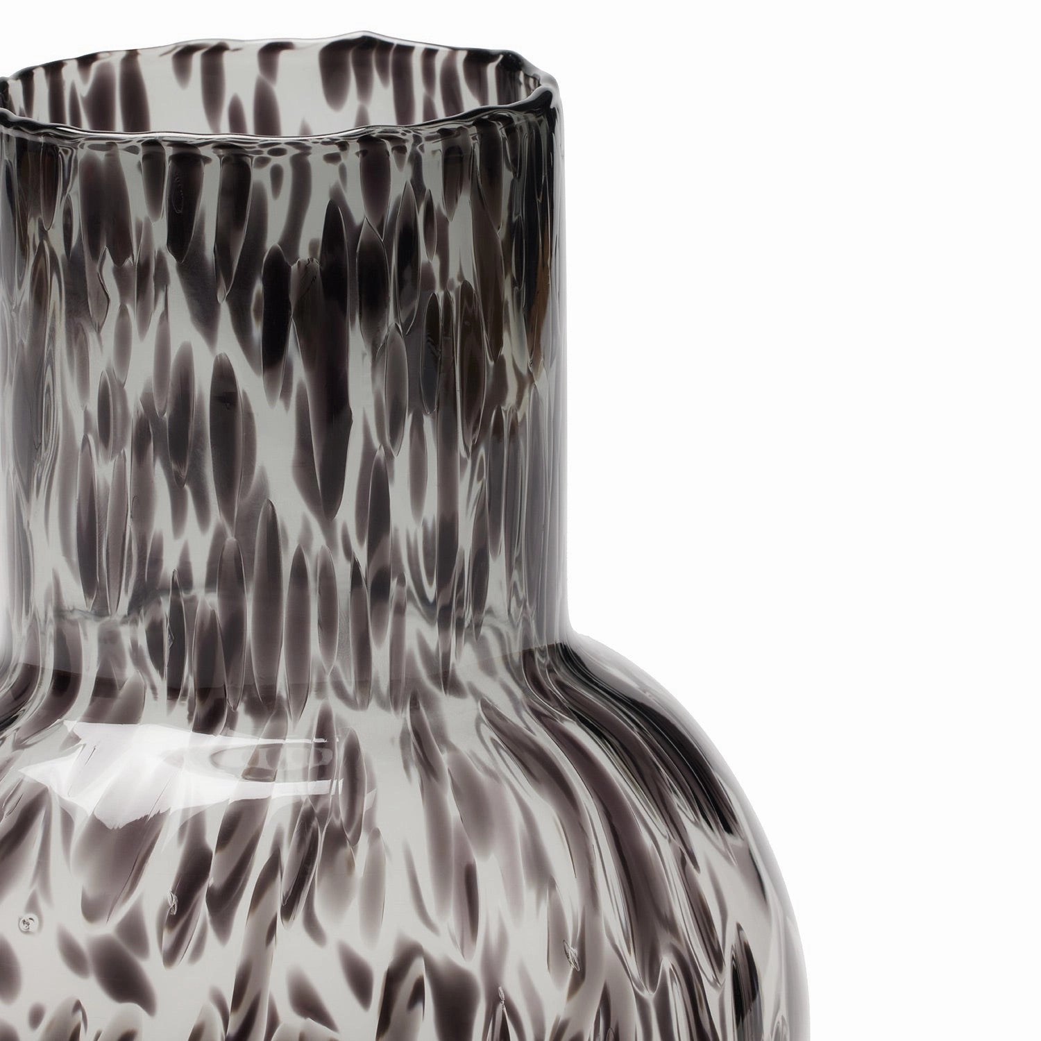 Lausanne Round Hand Blown Glass Carafe (Black Leopard)