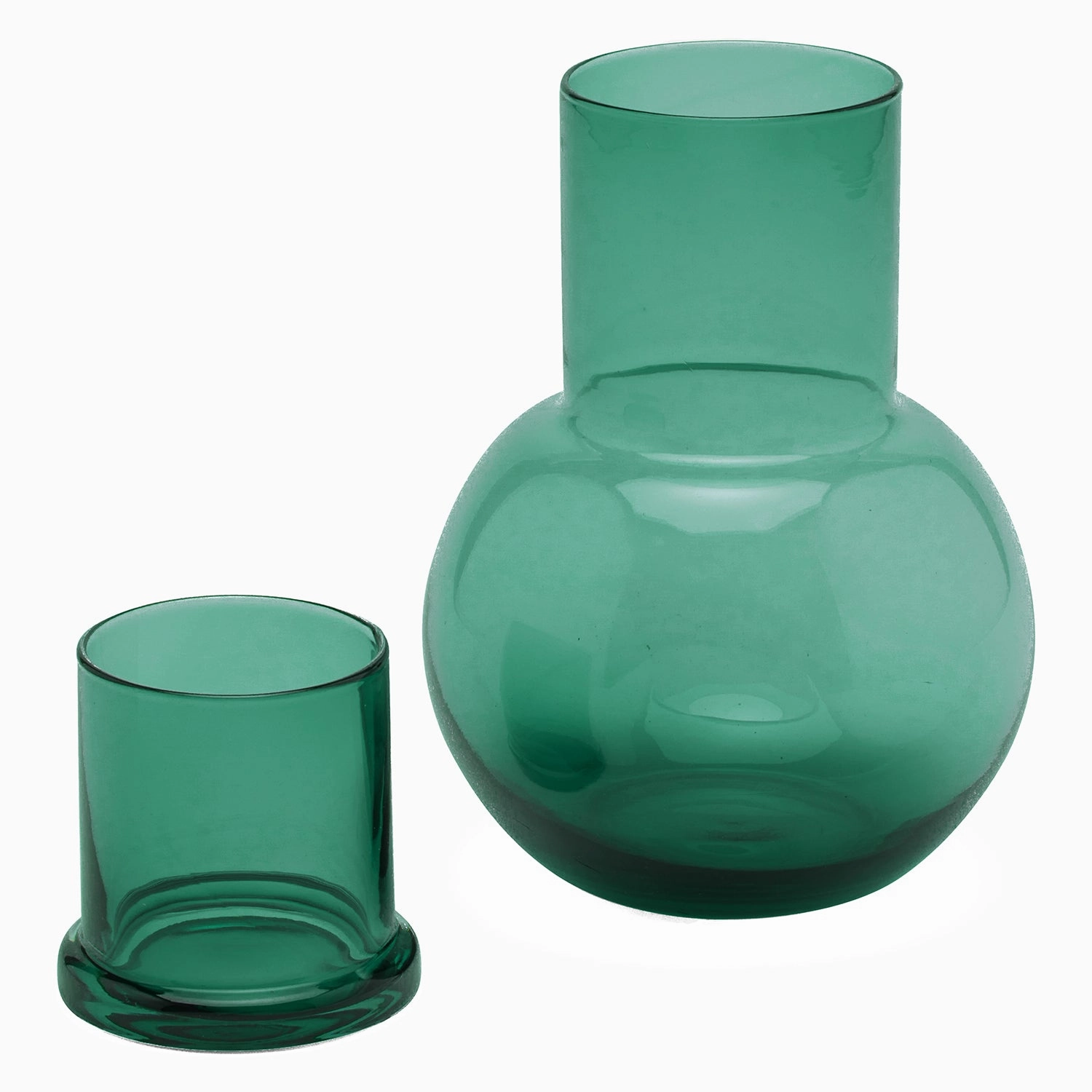 Lausanne Round Hand Blown Glass Carafe (Smokey Green)
