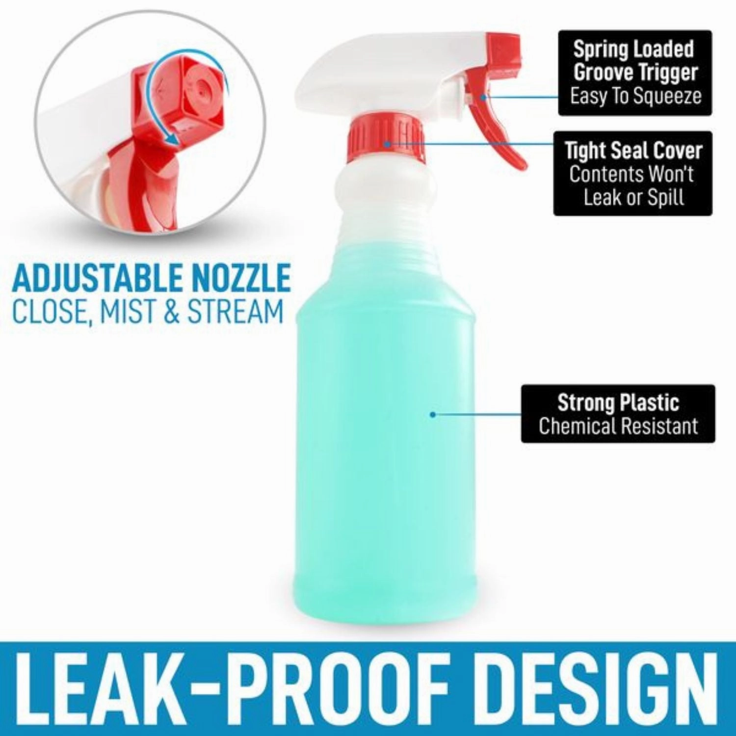 Leakproof Cleaning Spray Bottle Set (4 Pack 32oz)