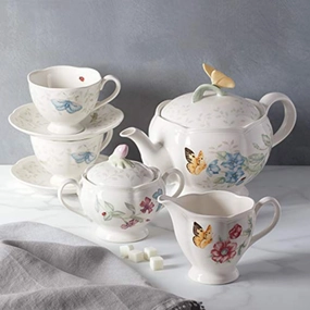 Lenox Butterfly Meadow 8-Piece Tea Set, Service for 2, White Dinnerware bulk buy offers