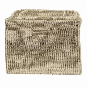 Lindon Bleached Natural Abaca Fiber Square Baskets Set/3 Decorative Baskets clearance deals