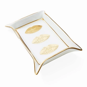 Lips Valet Tray, Cream and Gold, 17.7cm x 12.7 cm Serveware Good quality and affordable