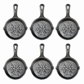 Lodge 3.5-Inch Mini Cast Iron Holiday Skillet, Snowflake Imprint, Set of 24 Cookware online kitchen sale