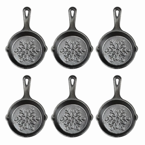 Lodge 3.5-Inch Mini Cast Iron Holiday Skillet, Snowflake Imprint, Set of 6 Cookware online kitchen sale