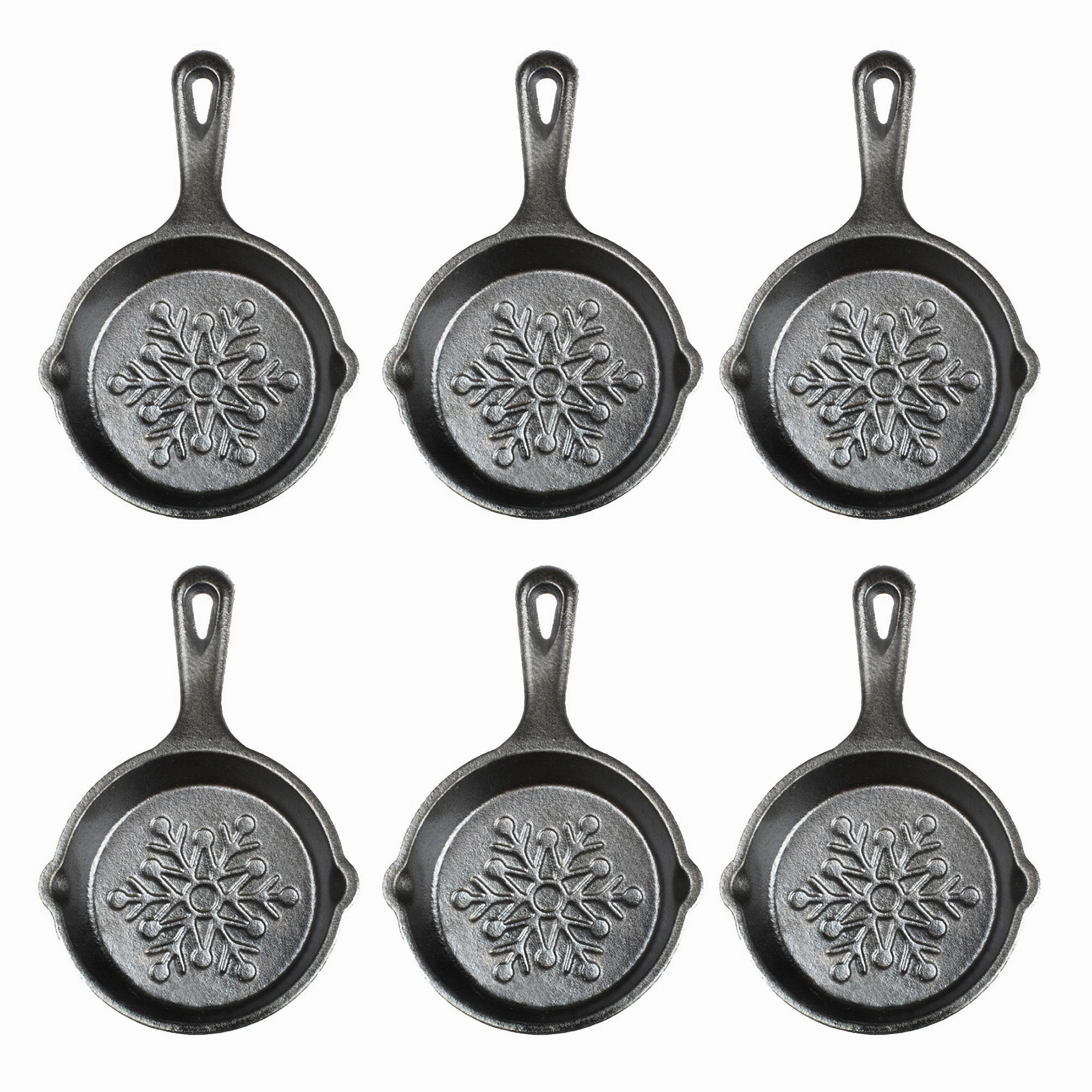 Lodge 3.5-Inch Mini Cast Iron Holiday Skillet, Snowflake Imprint, Set of 6 Cookware online kitchen sale