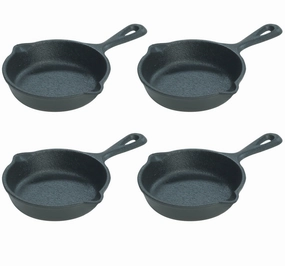 Lodge 3.5 Inch Seasoned Cast Iron Mini Skillet, Set of 4 Cookware holiday sale