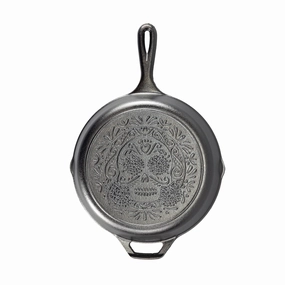 Lodge Cast Iron 10 1/4" Sugar Skull Skillet Cookware holiday sale