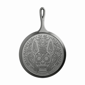Lodge Day of the Dead 10.5 Inch Sugar Skull Cast Iron Griddle Cookware online kitchen sale