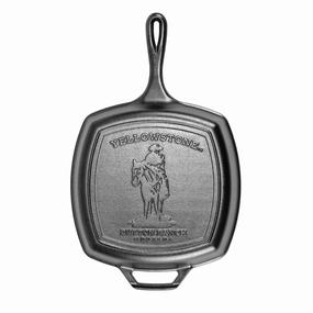 Lodge Yellowstone 10.5 Inch Seasoned Square Cast Iron Cowboy Grill Pan Cookware online kitchen sale