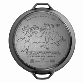 Lodge Yellowstone 17 Inch Seasoned Cast Iron Bull Dual Handle Skillet Cookware online kitchen sale