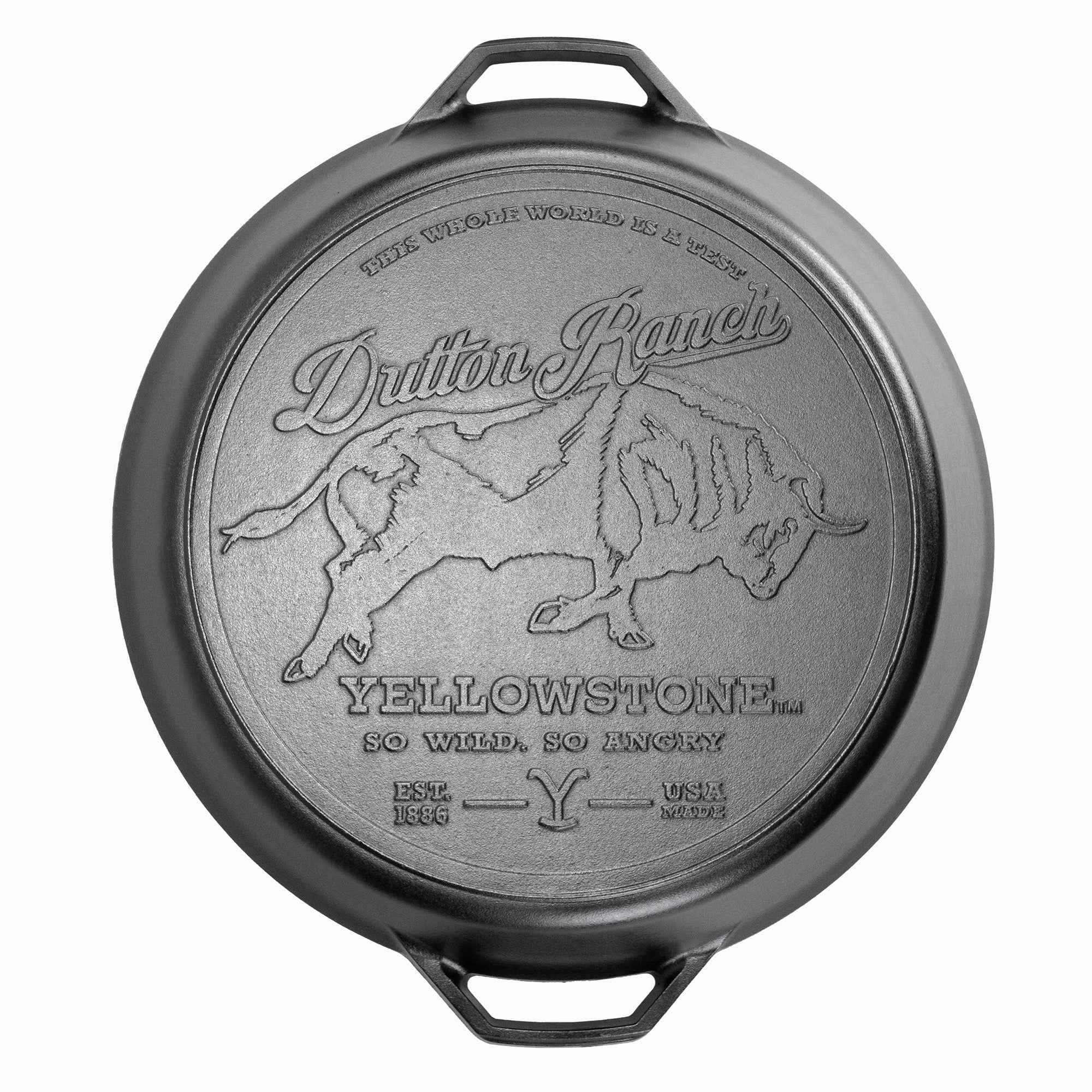 Lodge Yellowstone 17 Inch Seasoned Cast Iron Bull Dual Handle Skillet Cookware online kitchen sale