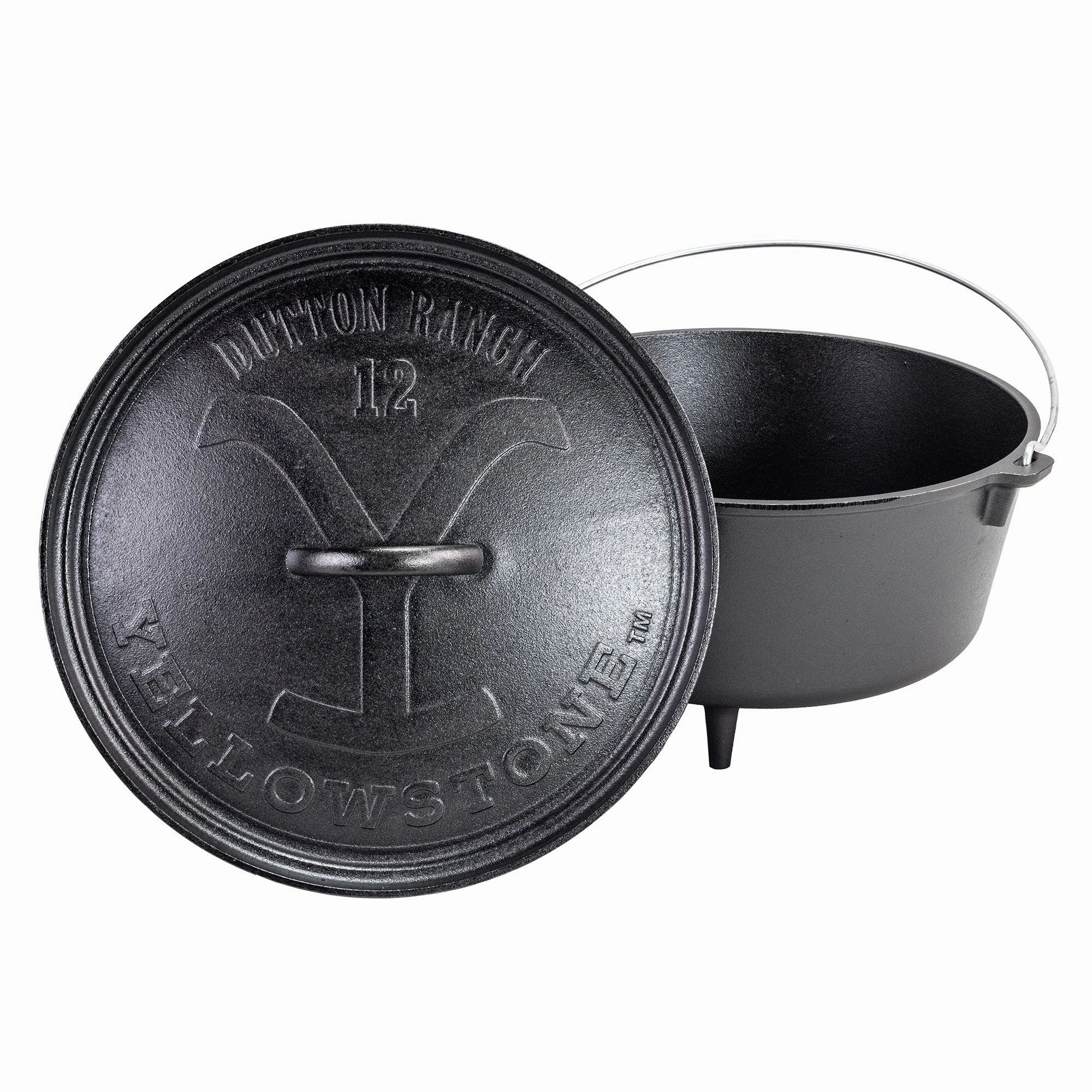 Lodge Yellowstone 8 Quart Seasoned Cast Iron Power Y Deep Camp Dutch Oven, 12 Inch Diameter