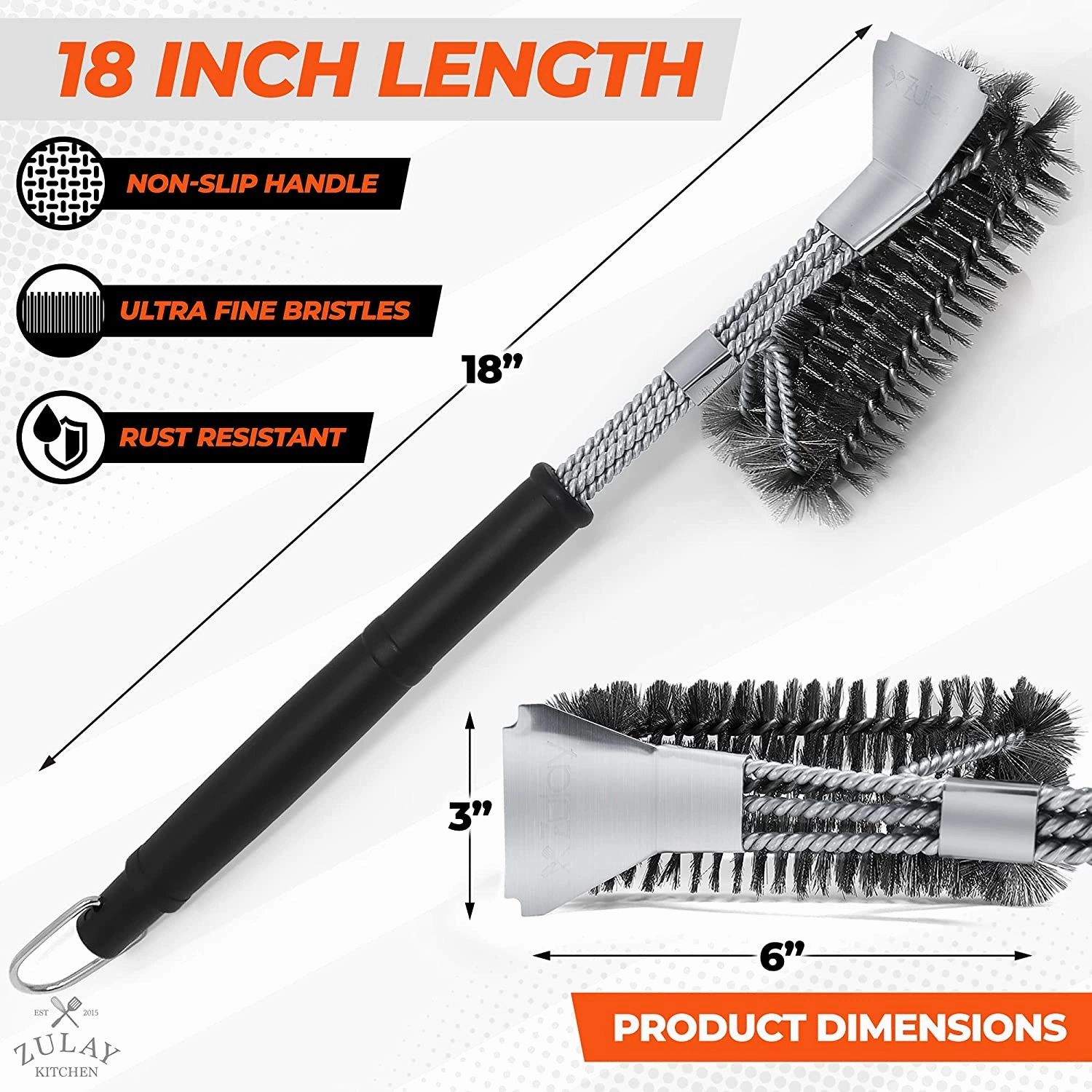 Long Handle Grill Brush and Scraper for All Grill Types