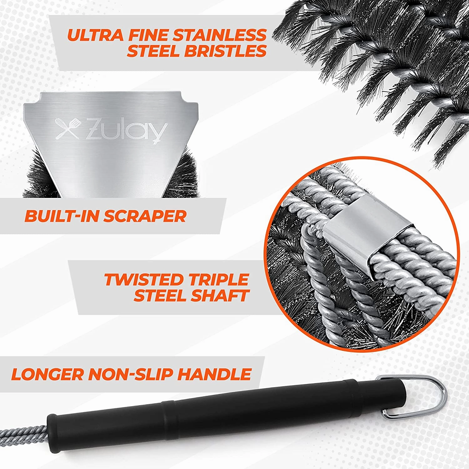 Long Handle Grill Brush and Scraper for All Grill Types