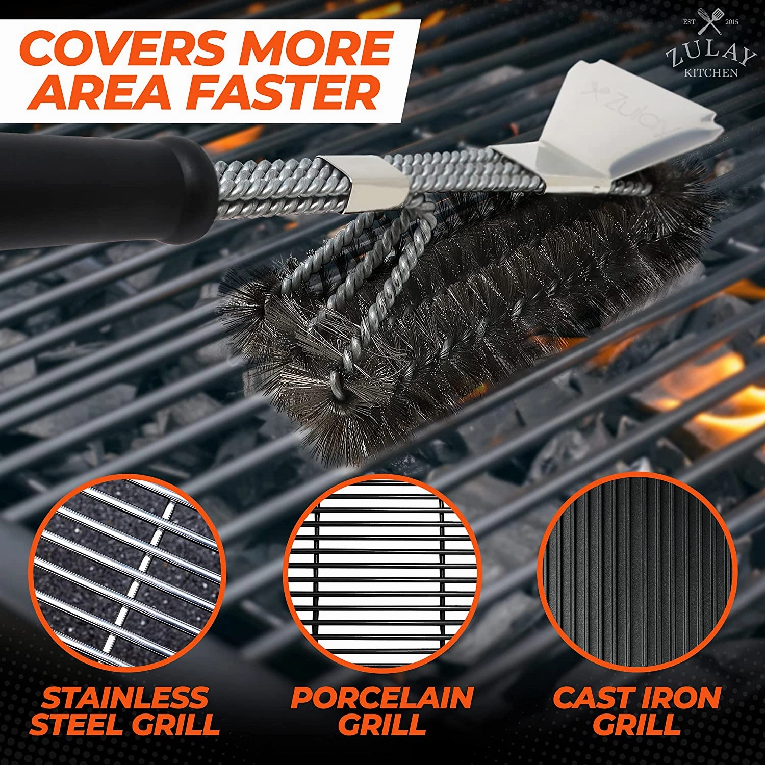 Long Handle Grill Brush and Scraper for All Grill Types
