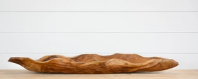 long leaf tray teak natural Entertaining Servingware discount