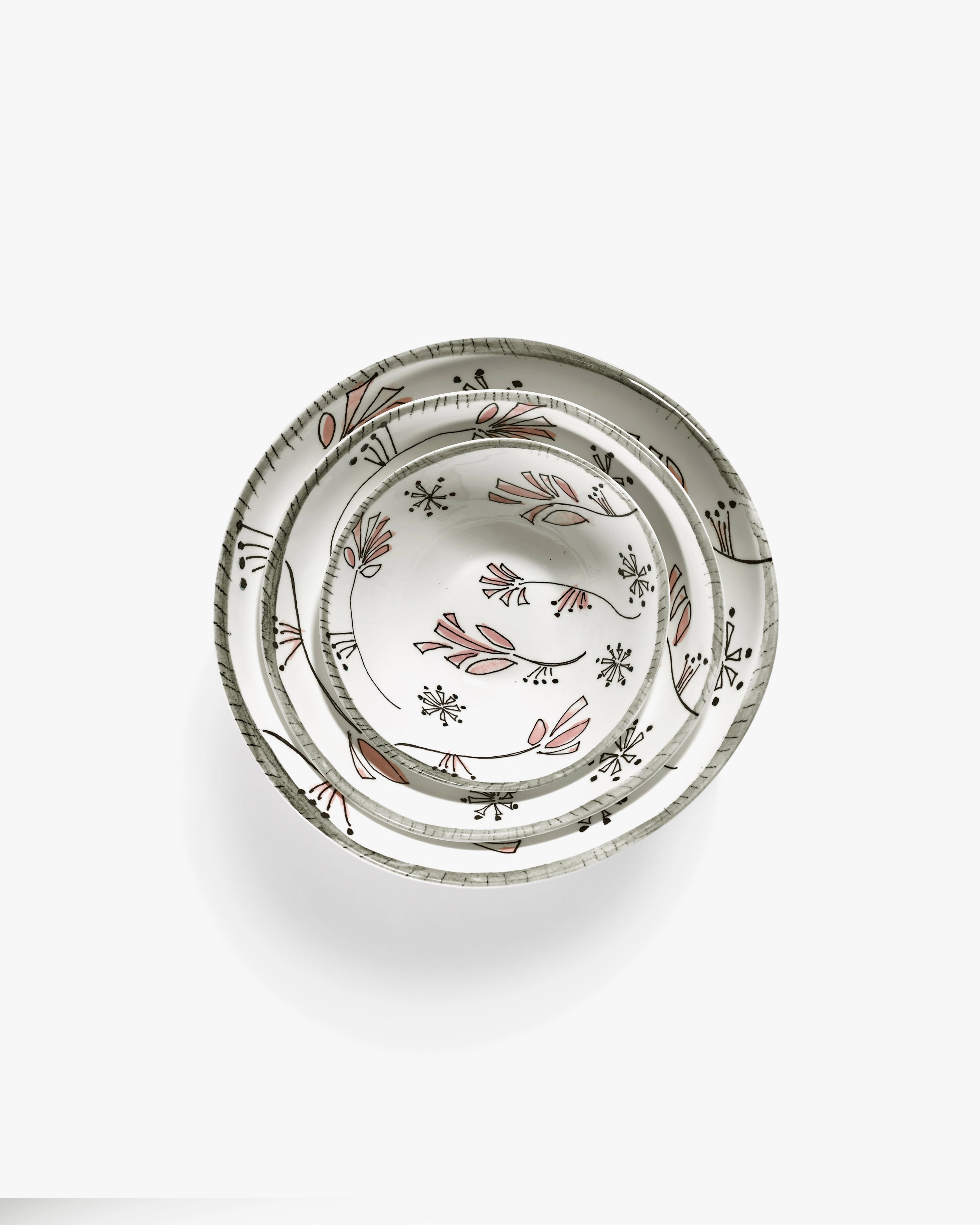 Low bowl L Fiore rosa Midnight Flowers
