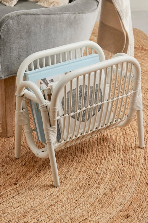 Makassar Rattan Magazine Holder (Pristine White)