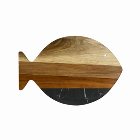 Marble And Acacia Wood Fish Board In Black/natural Cutlery knife sets deals
