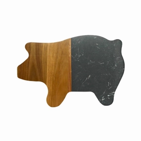 Marble And Acacia Wood Pig Board In Black/natural Cutlery knife sets deals