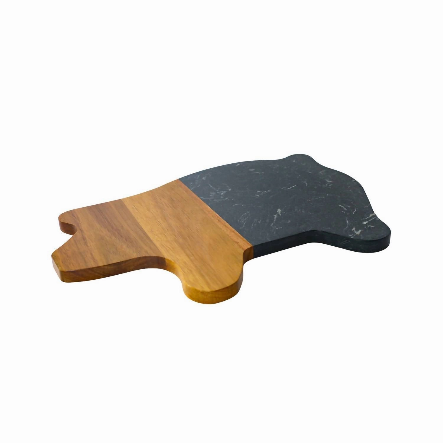 Marble And Acacia Wood Pig Board In Black/natural