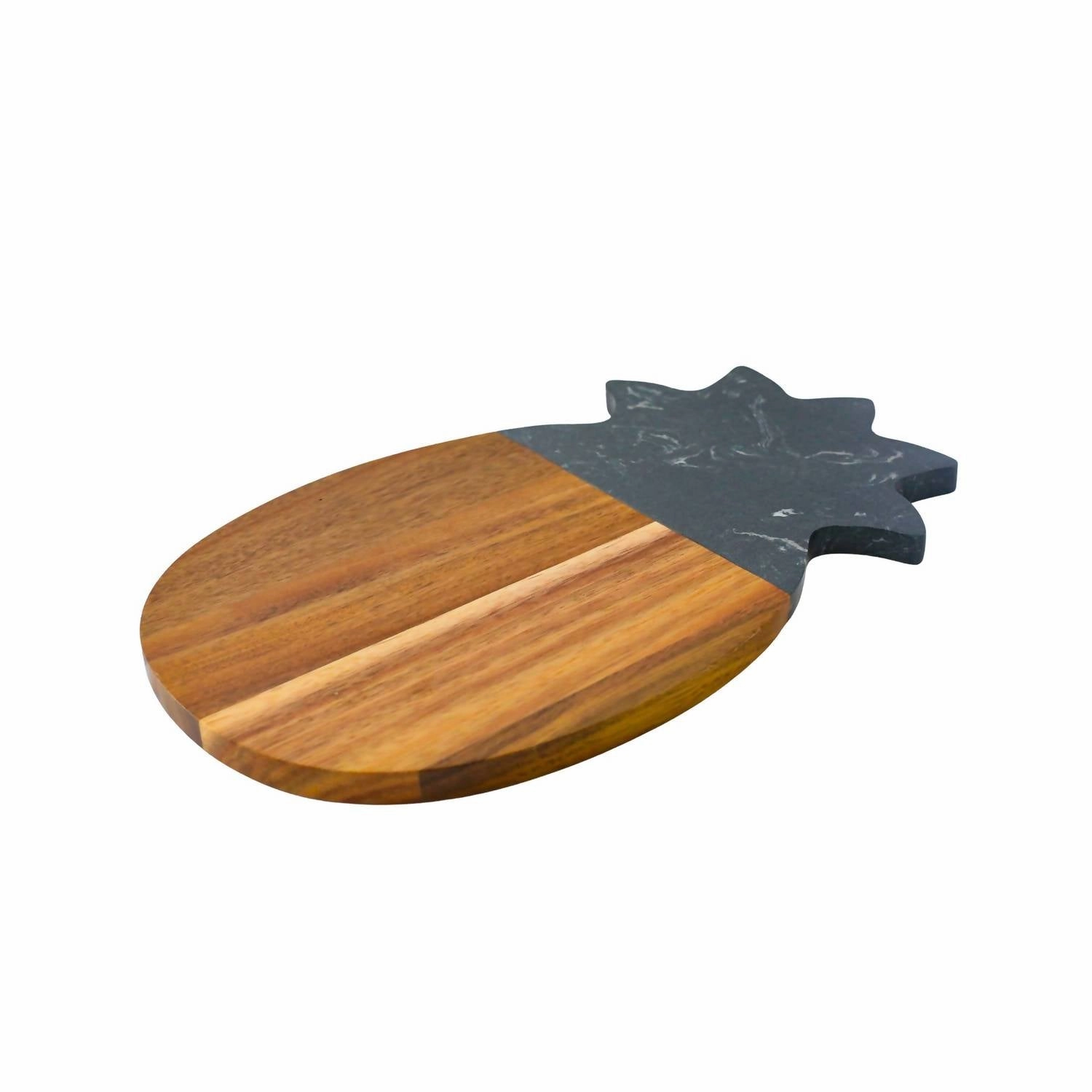 Marble And Acacia Wood Pineapple Board In Black/natural