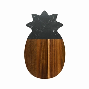Marble And Acacia Wood Pineapple Board In Black/natural Cutlery knife sets deals