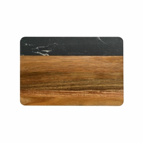 Marble And Acacia Wood Rectangle Board In Black/natural Cutlery knife sets deals