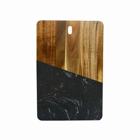 Marble And Acacia Wood Rectangular Diagonal Board In Black Cutlery knife sets deals