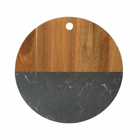 Marble And Acacia Wood Round Board In Black Cutlery knife sets deals