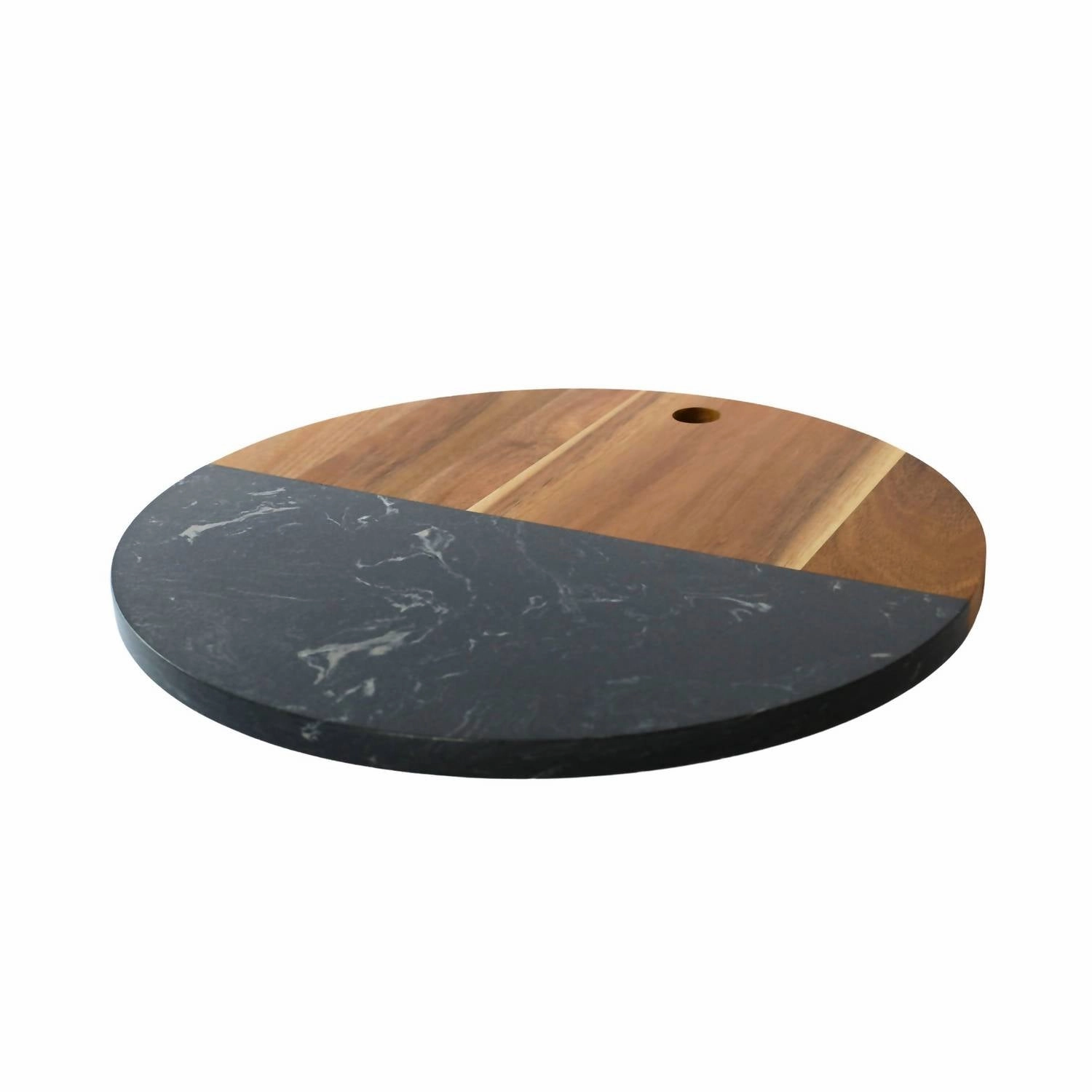 Marble And Acacia Wood Round Board In Black