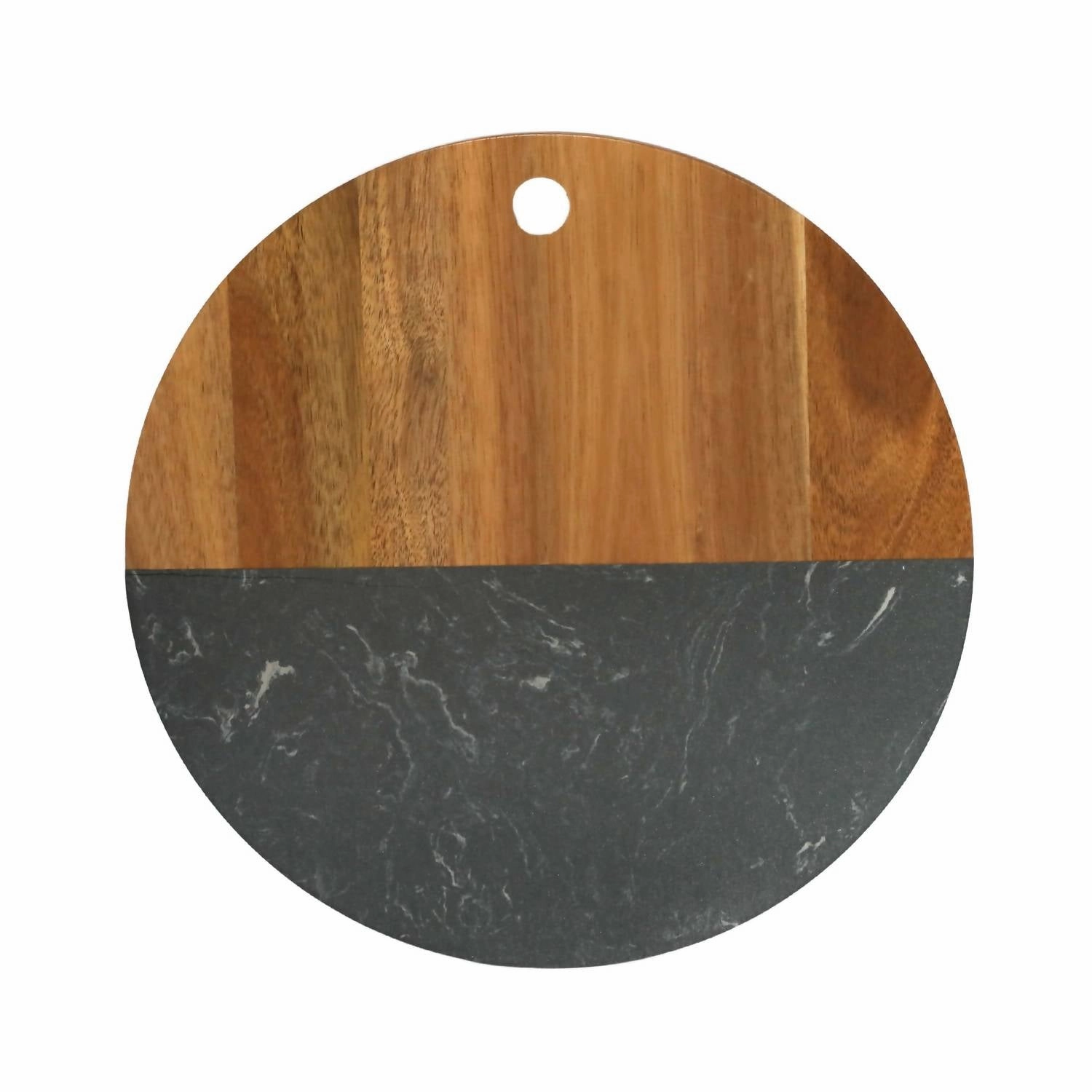 Marble And Acacia Wood Round Board In Black